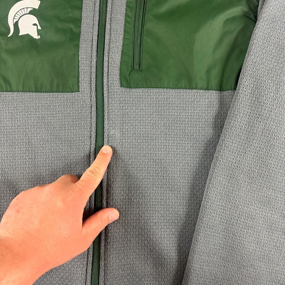 Michigan State Spartans Full‎ Zip Jacket Rivalry Threads 91 Mens XL Green Gray - Picture 5 of 11